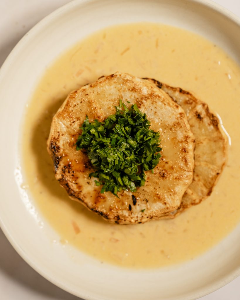 Sellerie Schnitzel mit Beurre Blanc