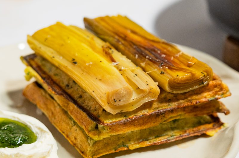 Hirse Waffeln mit Lauch